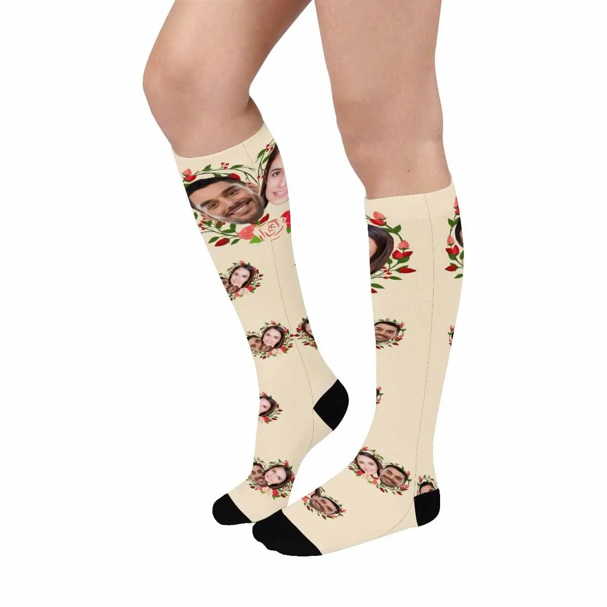 Custom Couple Socks Personalized Socks with Face Love Coronal Knee High Socks Gifts For Anniversary Day