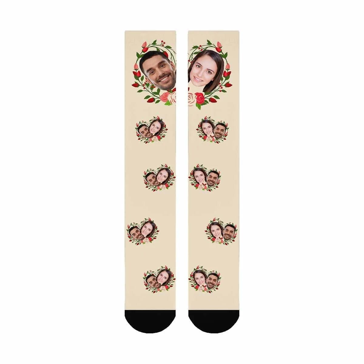 Custom Couple Socks Personalized Socks with Face Love Coronal Knee High Socks Gifts For Anniversary Day