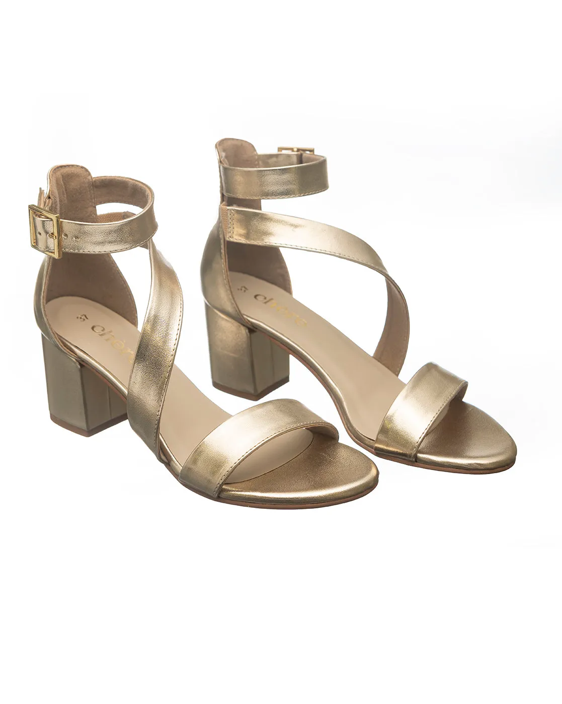 Cybele - Golden Strapped Heels for Women