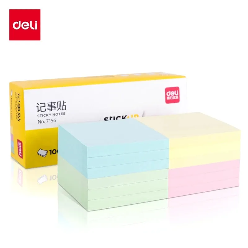 Deli 100 PCS/Bag Sticky Notes Random Color Solid Color Office School Supply 7156