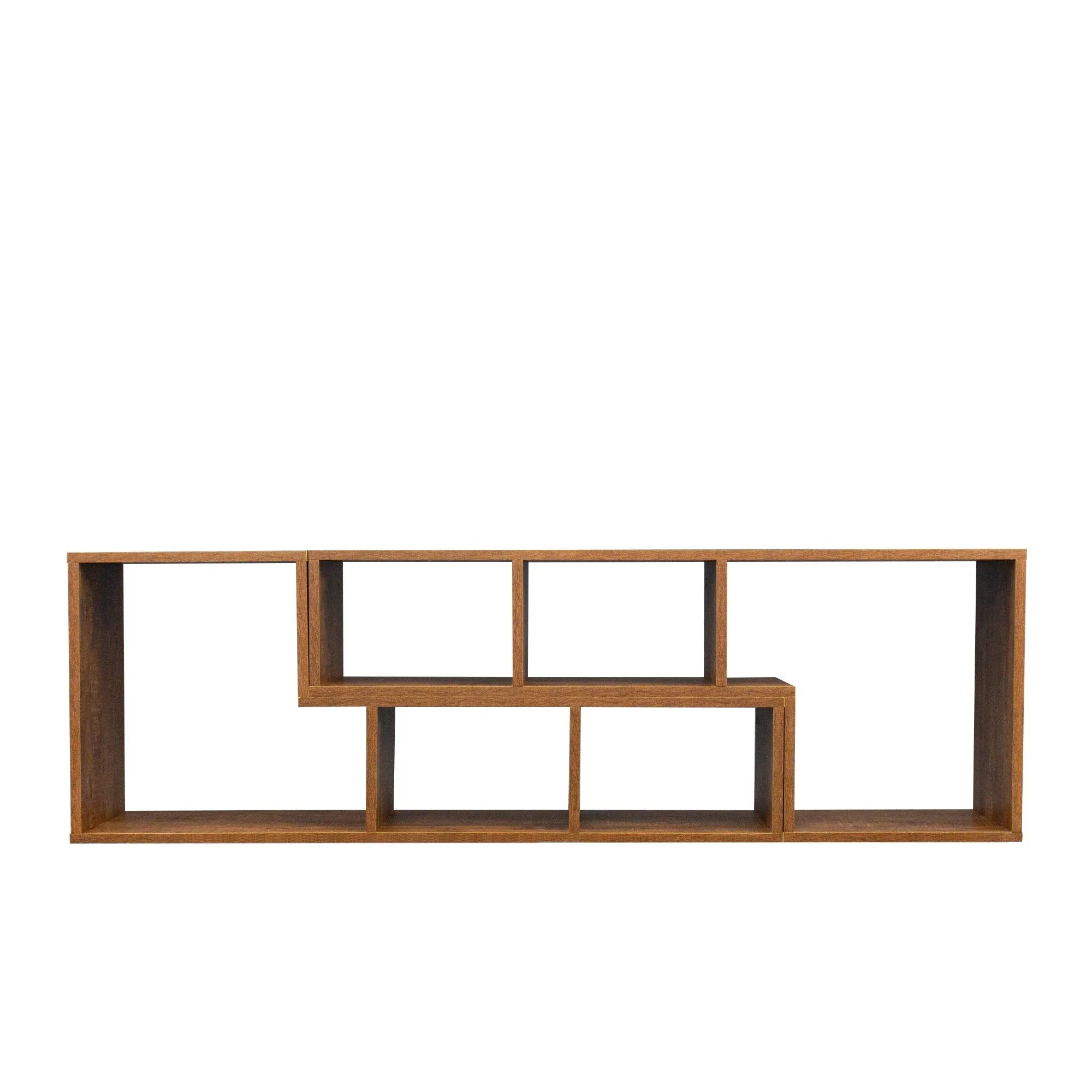 Double L-Shaped TV Stand, Display Shelf, Bookcase for Home, Walnut