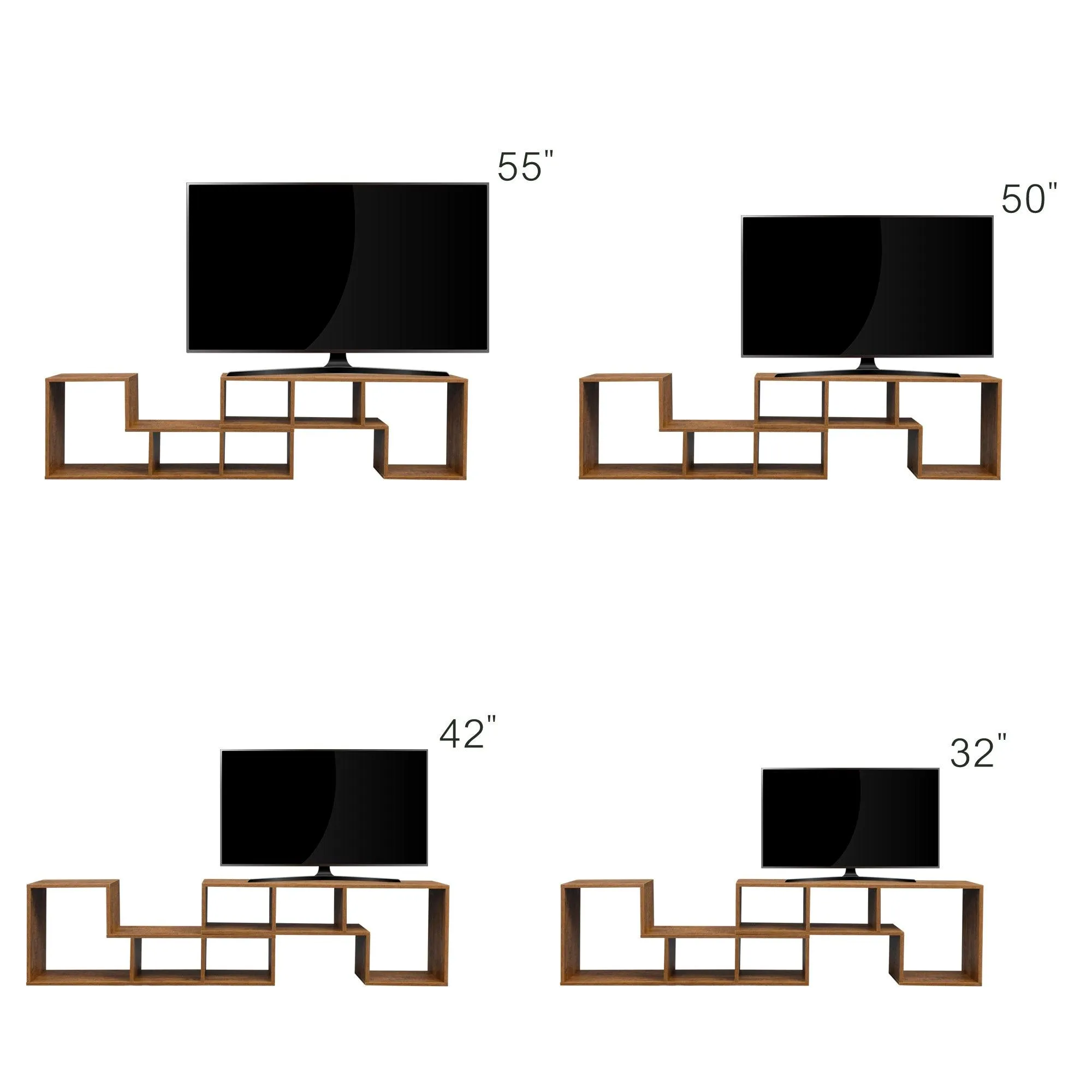 Double L-Shaped TV Stand, Display Shelf, Bookcase for Home, Walnut