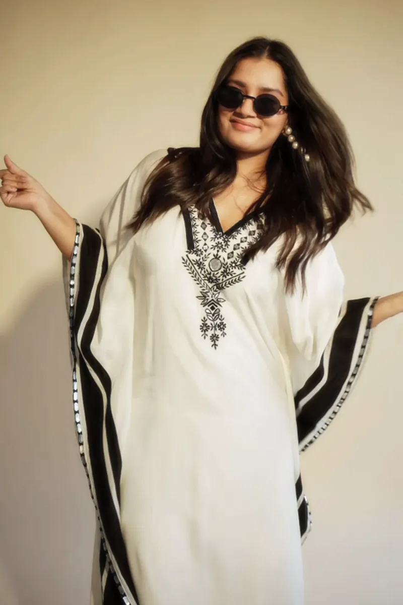 Ebony & Ivory Embroidered Kaftan