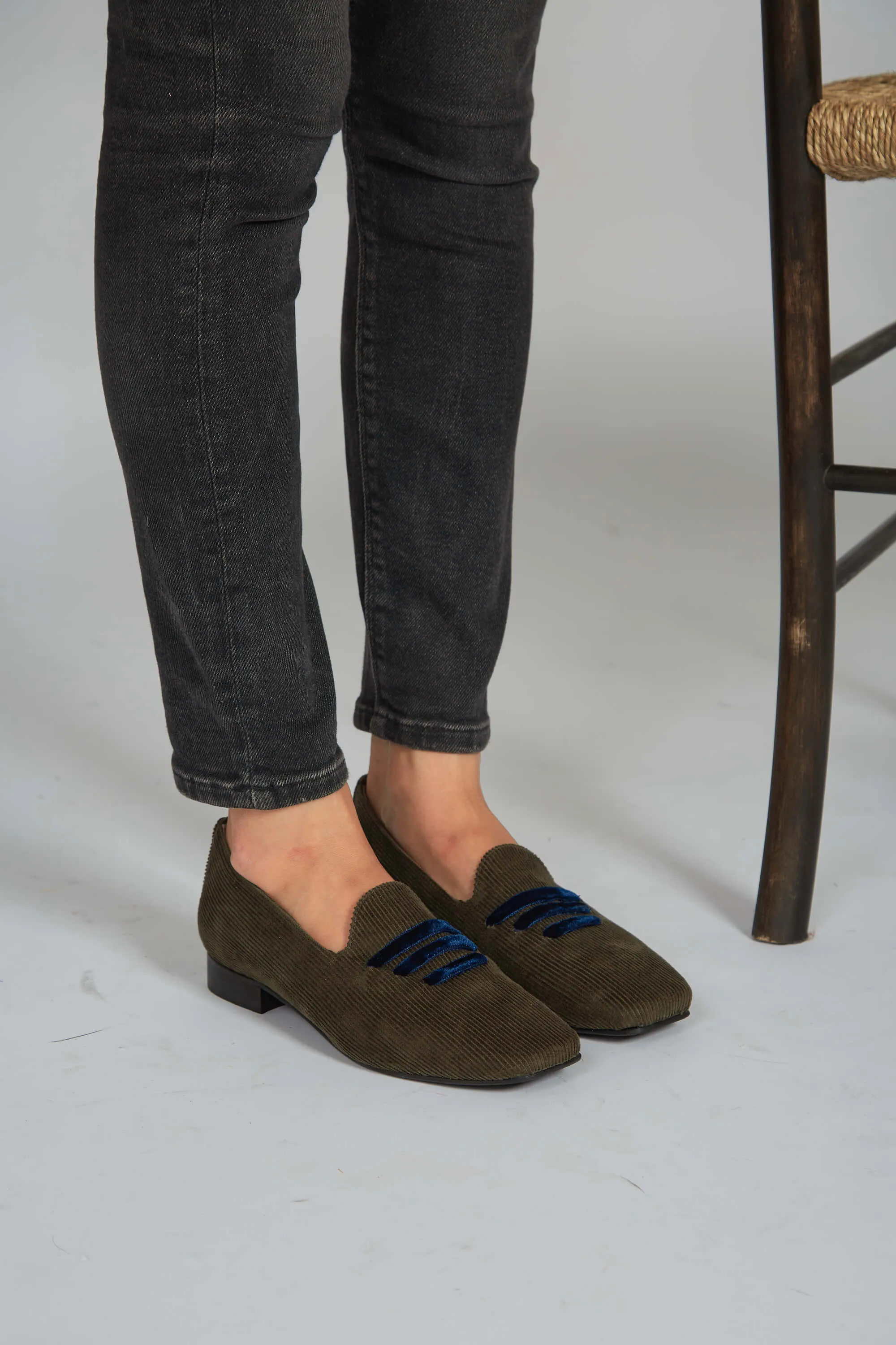 Eco Suede Corduroy Moccasins | Green