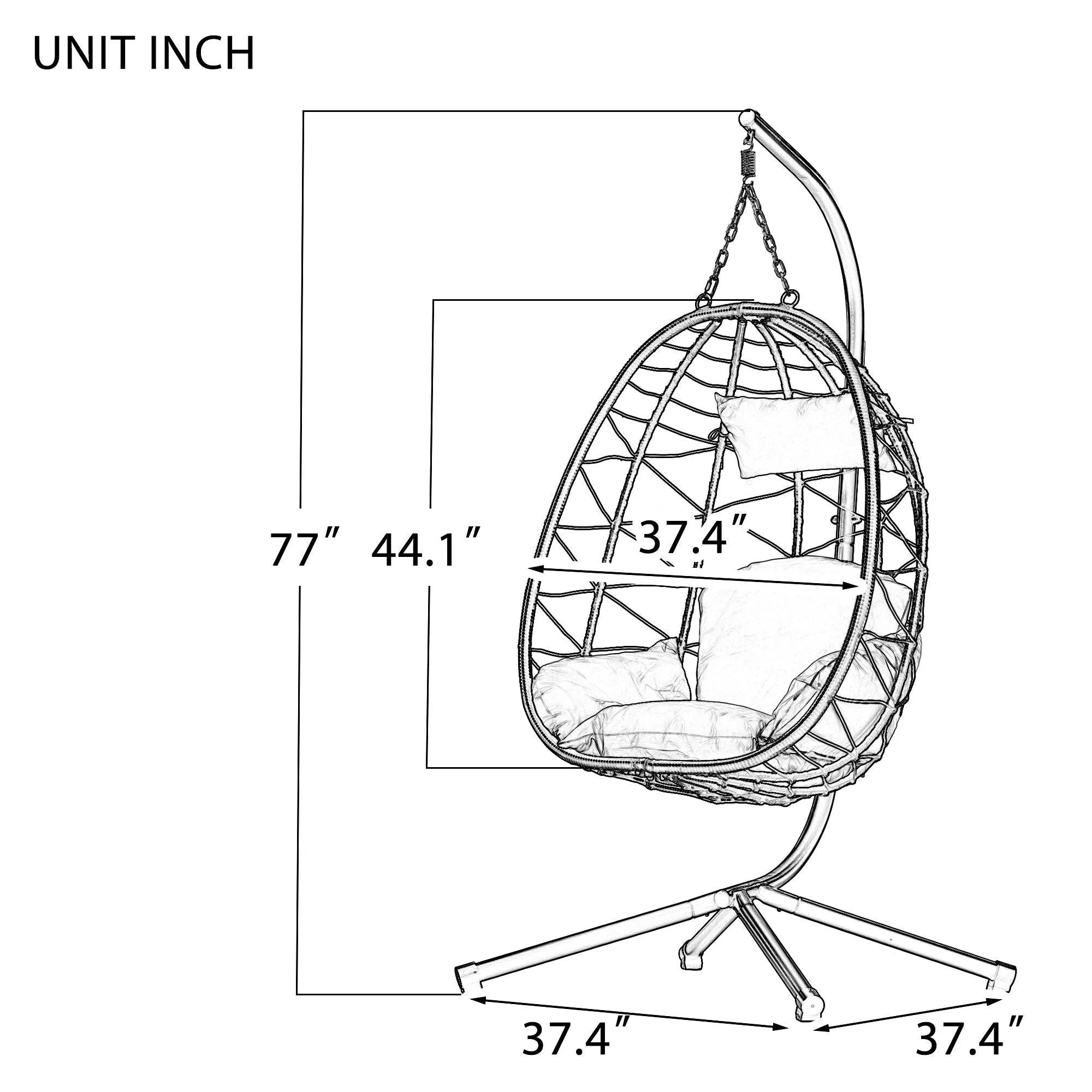 Egg Chair with Stand, Wicker Hanging Basket Hammock for Indoor/Outdoor Use