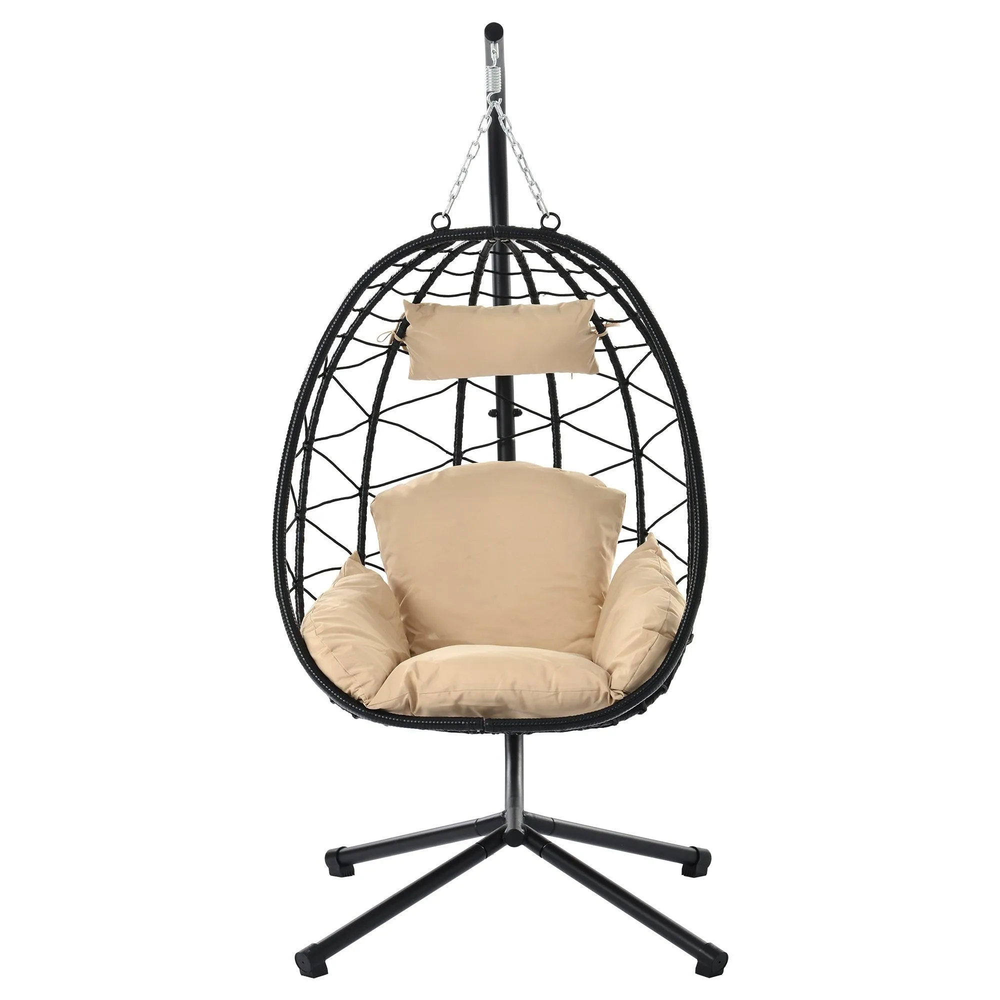 Egg Chair with Stand, Wicker Hanging Basket Hammock for Indoor/Outdoor Use