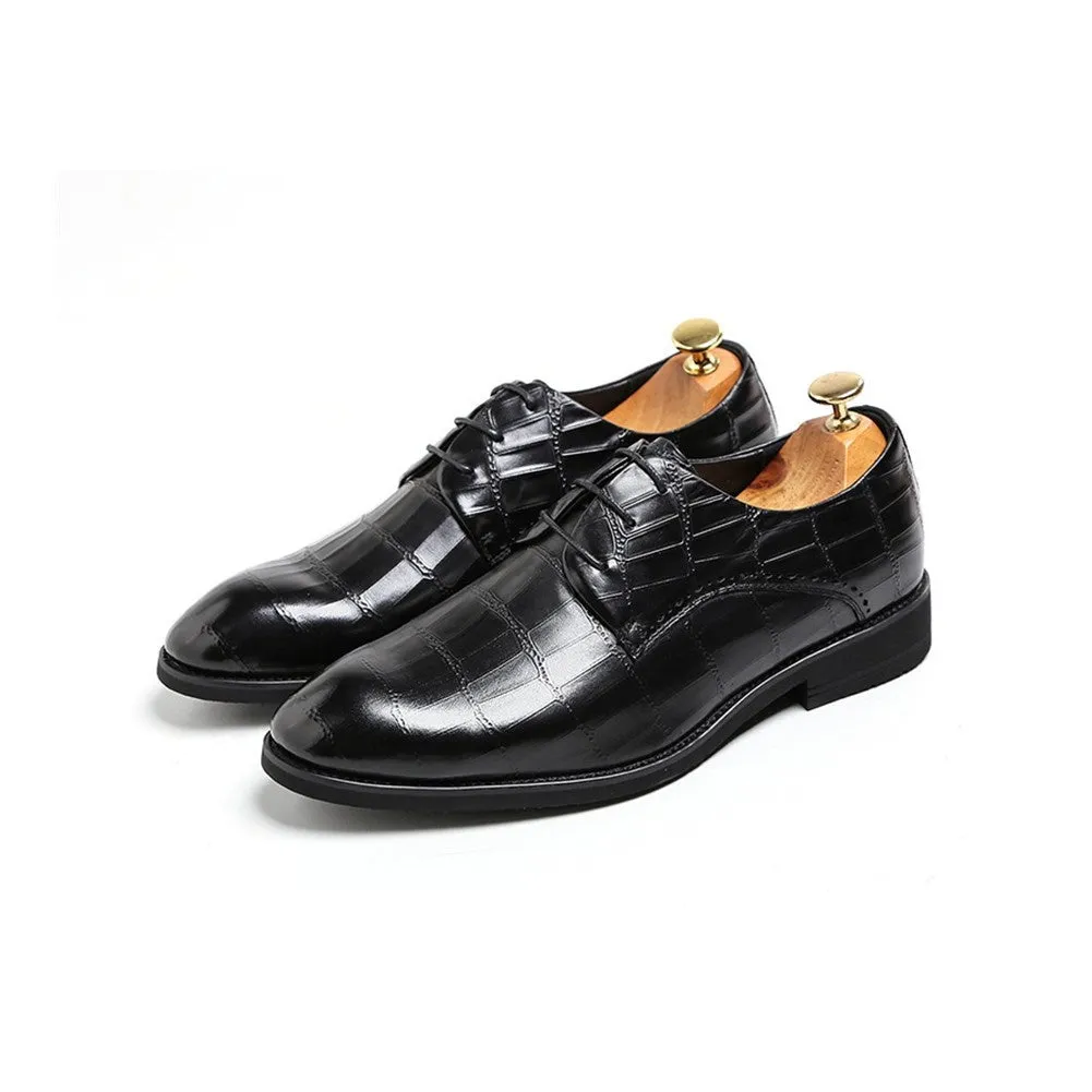 Embossed Low Top Solid Oxford Shoes for Men