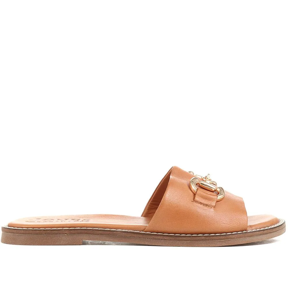 Emillina Leather Buckle Mule Sandal - EMILLINA / 323 646