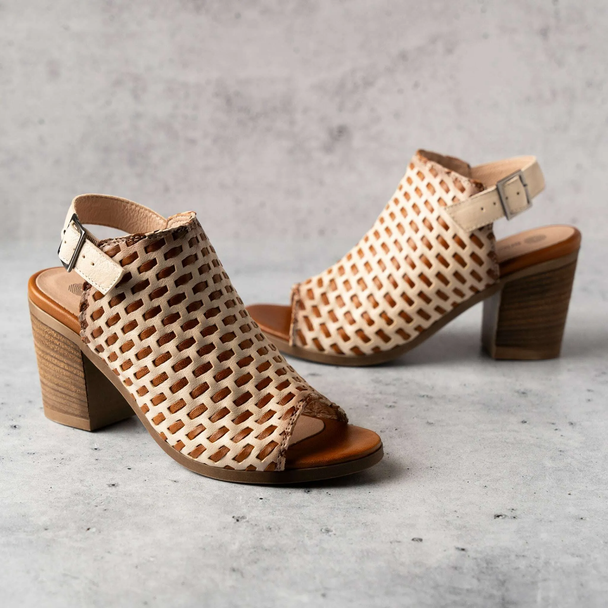 Eric Michael - Paris - Woven Cream/Tan or Black/Tan