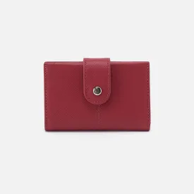 Essential Card Case In Soft Saffiano Leather - Cranberry