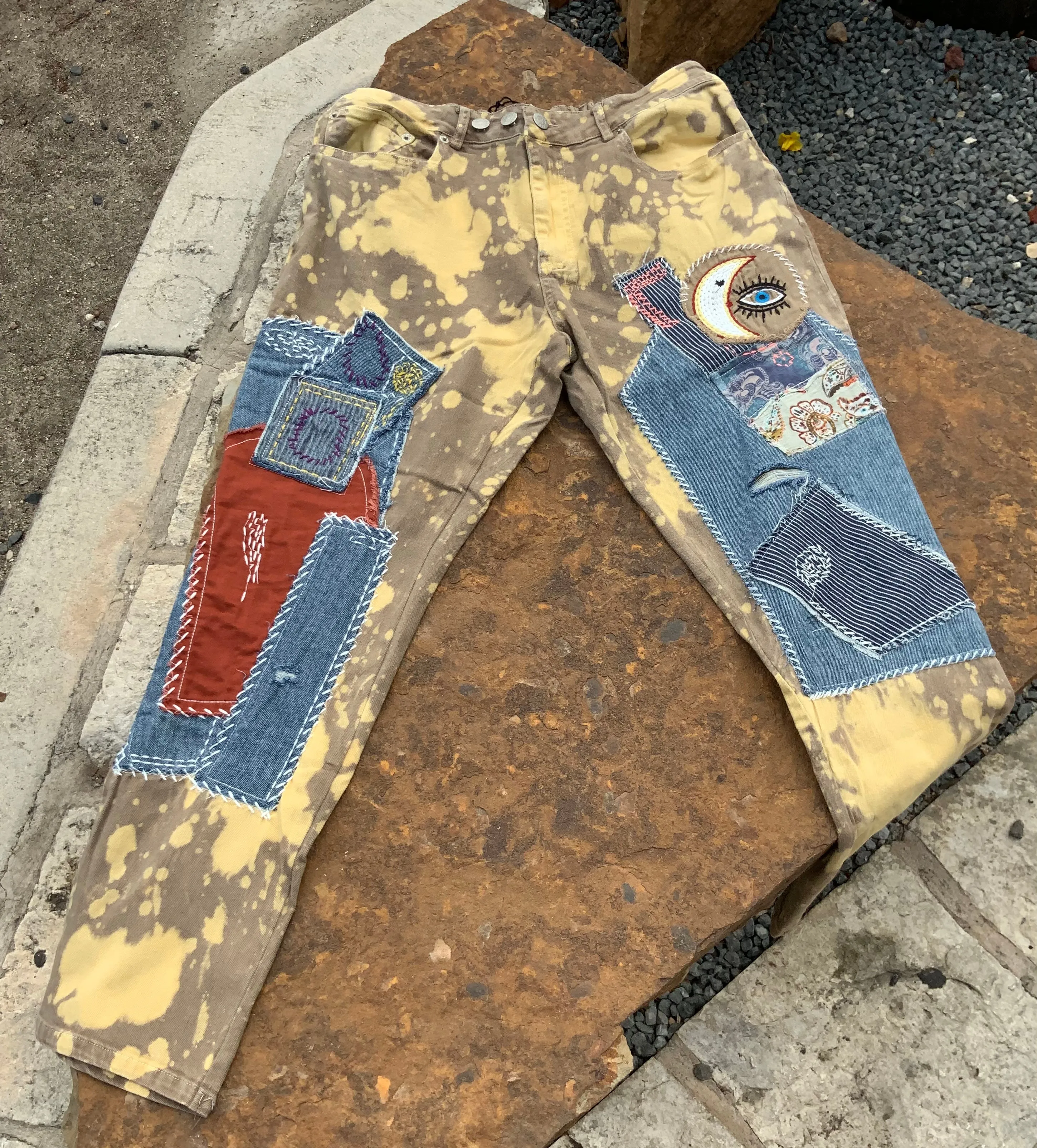 Eyes on You Patchwork Jeans