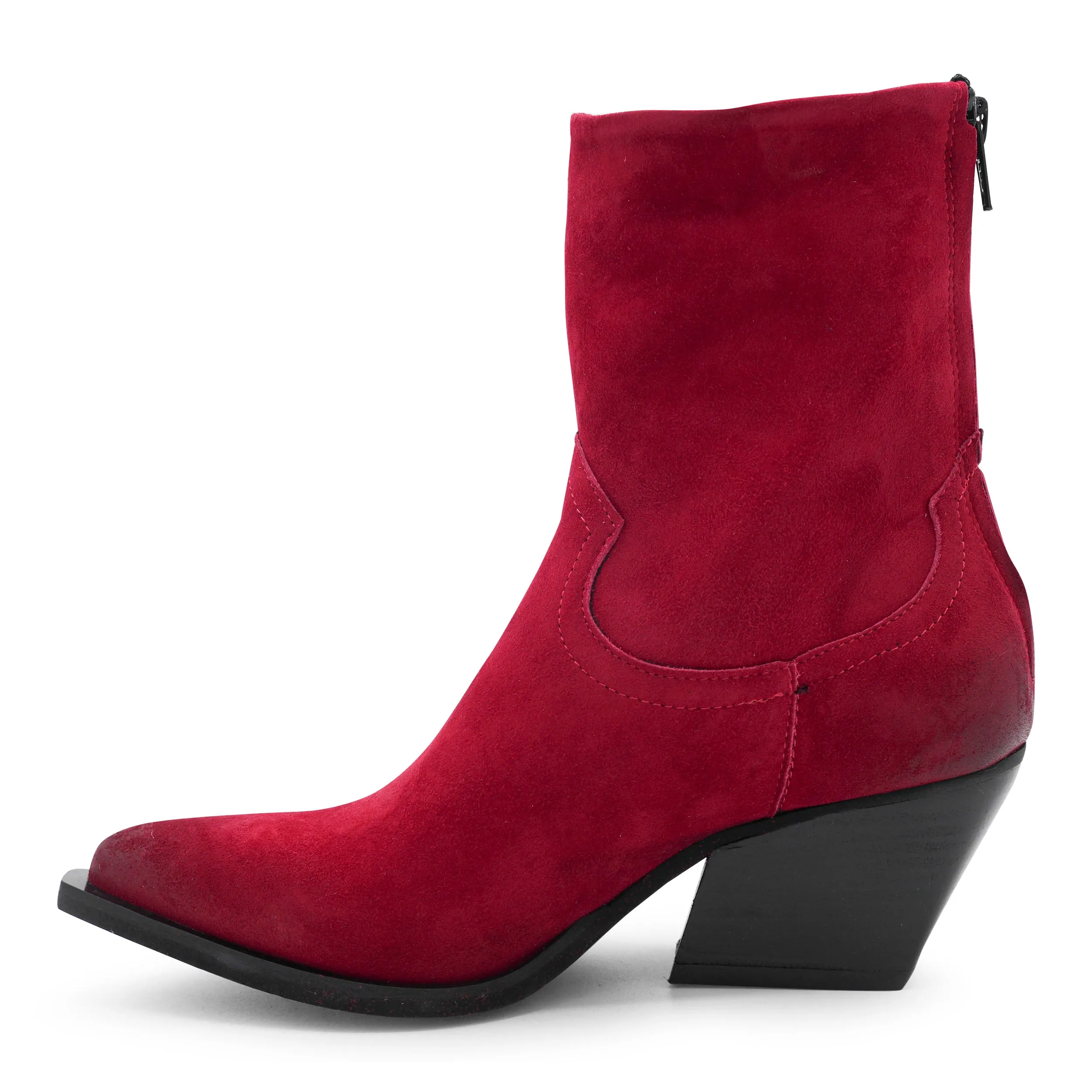 F702K1 - Red Zipped Ankle Boot