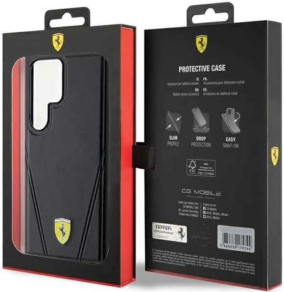 Ferrari  Hot Stamp V Line with MagSafe Hard Case for Samsung Galaxy S24 Ultra 6.8" Black - FEHMS24LP3BAK