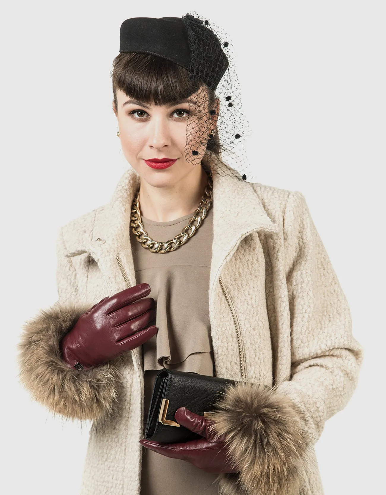 Fur Cuff Sheepskin Gloves