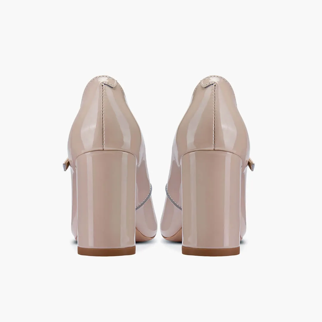 *GAYLE - beige patent mary jane pumps