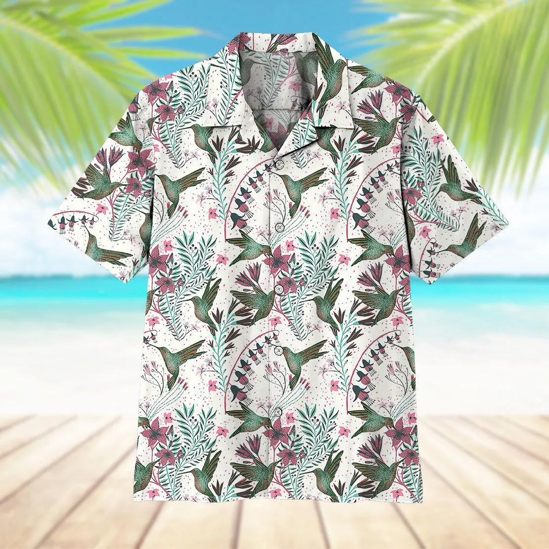 Gearhuman 3D Hummingbird With Columbine Flower Hawaii Shirt