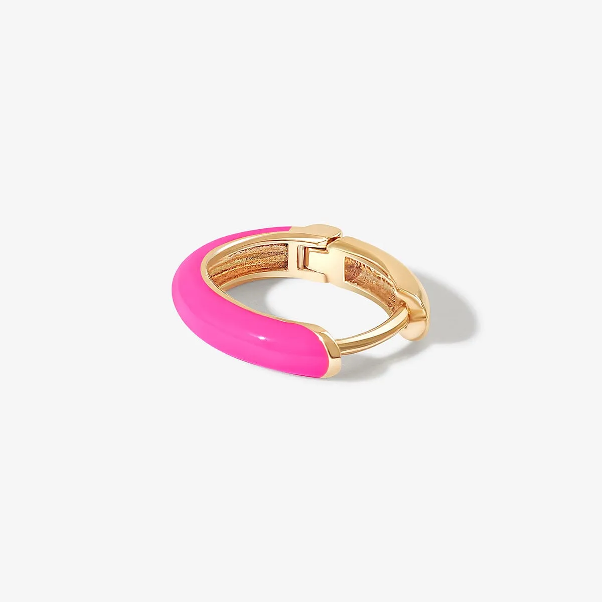 Gedail neon pink enamel huggie earring