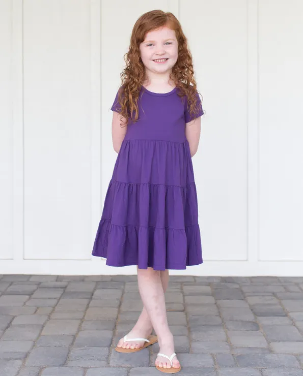 Girls Soft Cotton Jersey Short Sleeve Tiered Dress | Candy Apple