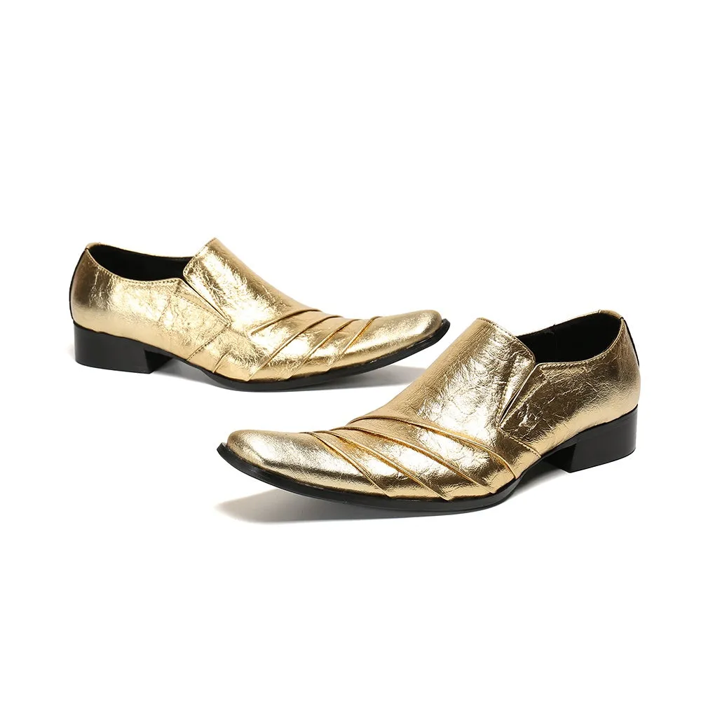 Gold Fold Texture Loafers for Men