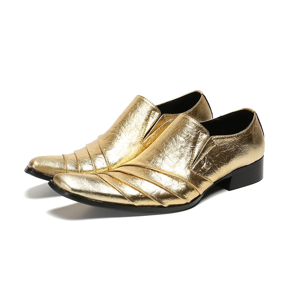 Gold Fold Texture Loafers for Men