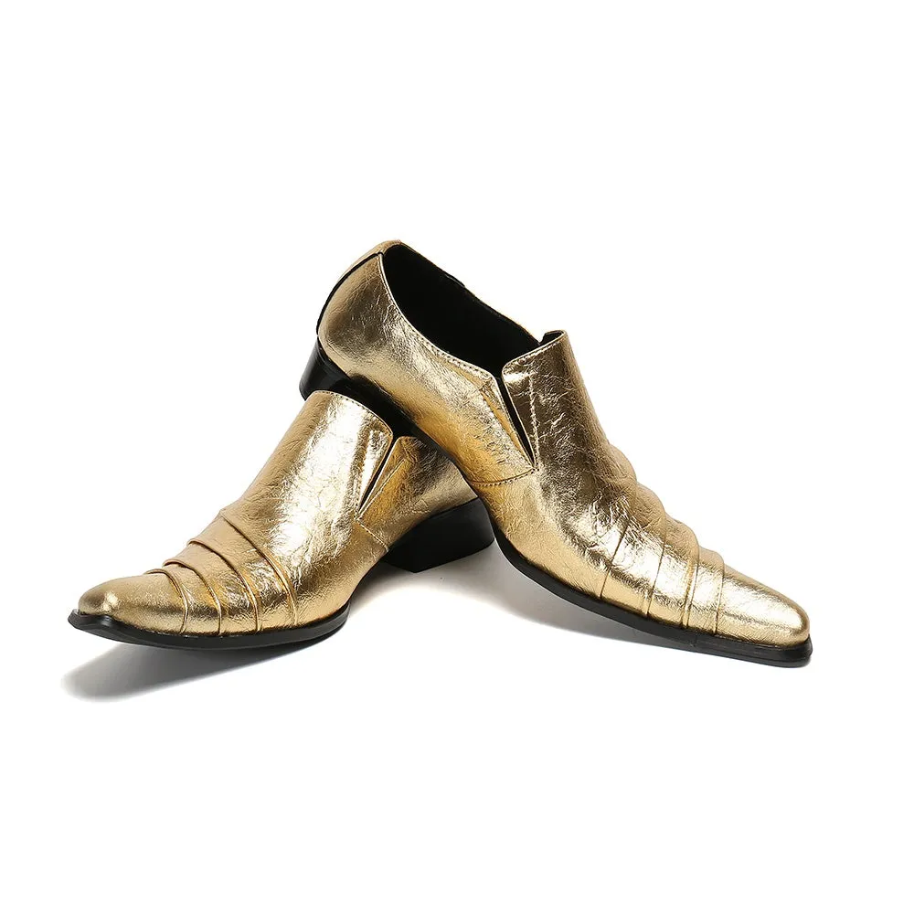 Gold Fold Texture Loafers for Men