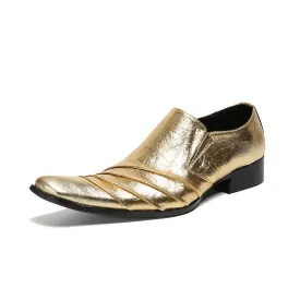 Gold Fold Texture Loafers for Men