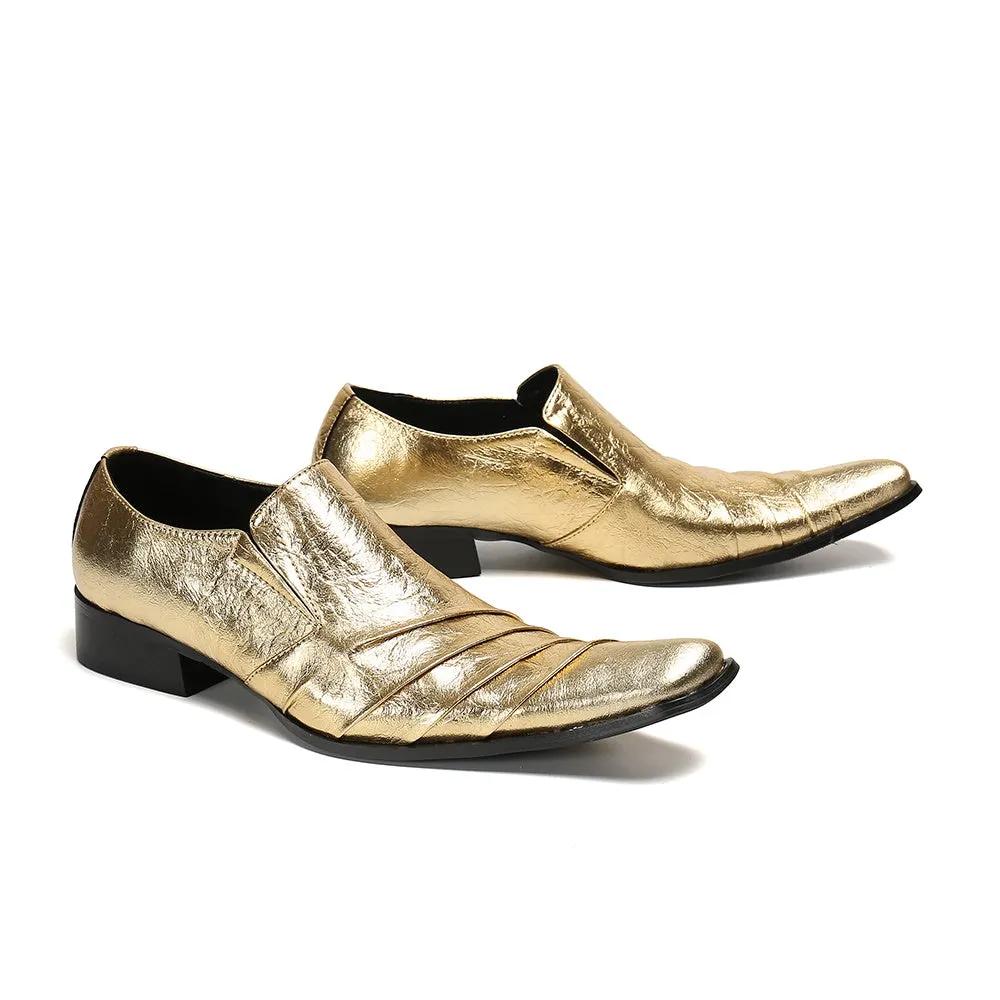 Gold Fold Texture Loafers for Men