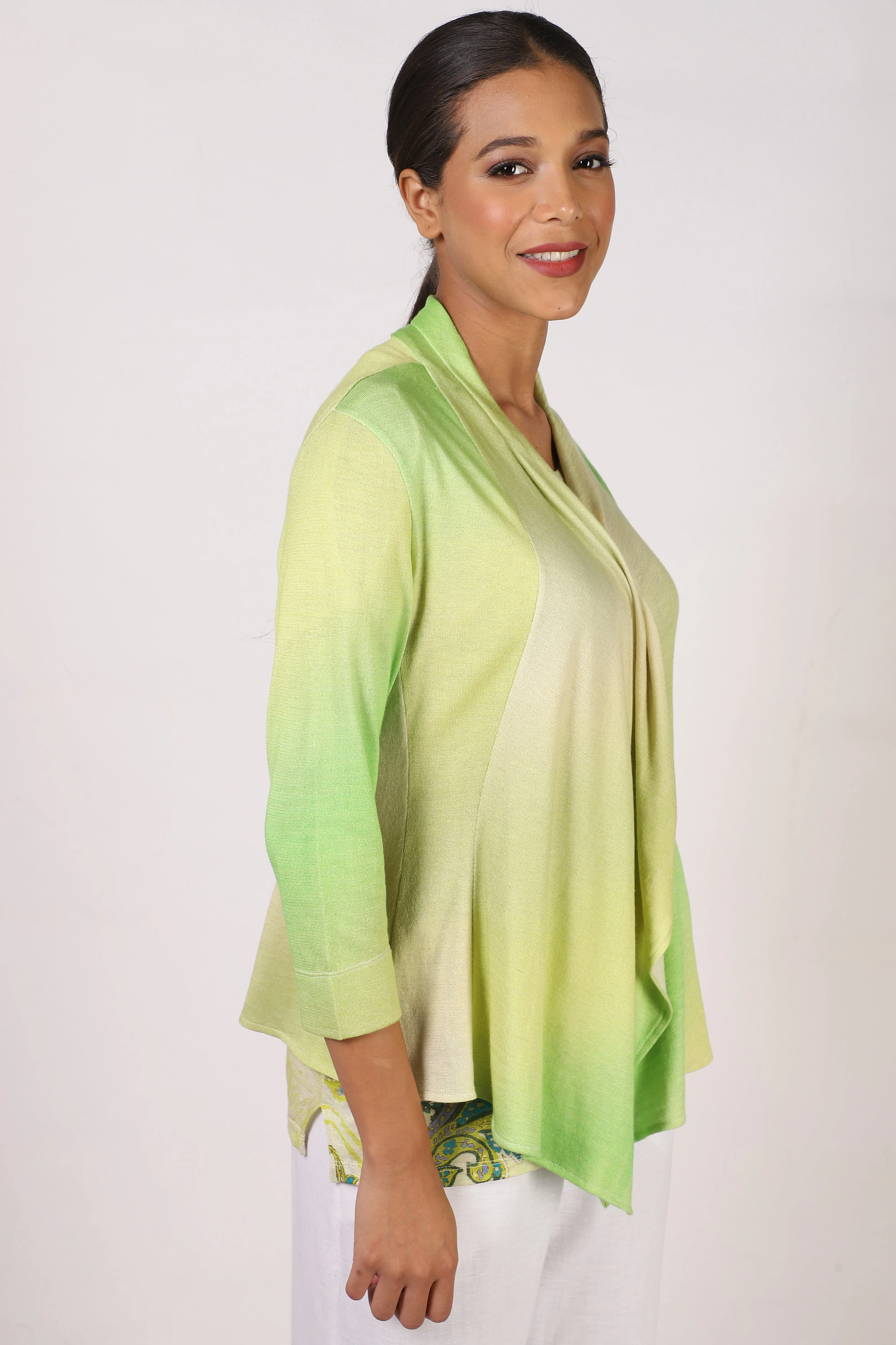 Green Ombre Silk Cotton Cardigan