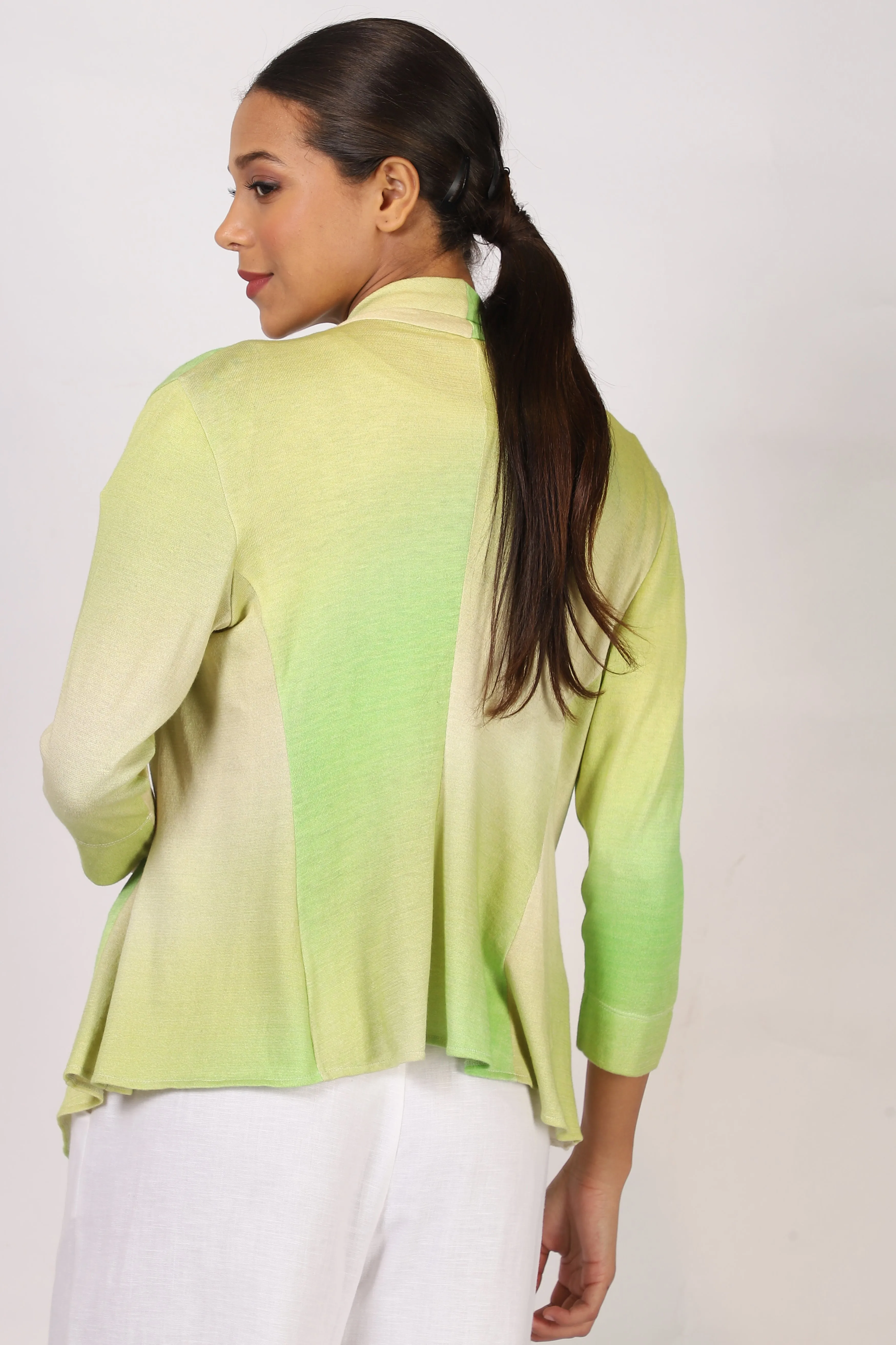 Green Ombre Silk Cotton Cardigan