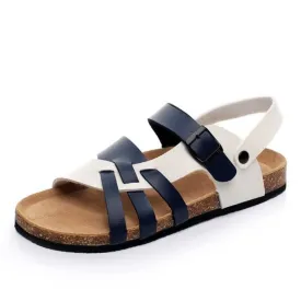 Groovywish Men Leather Orthopedic Sandals Flat Back Strap Unique Summer