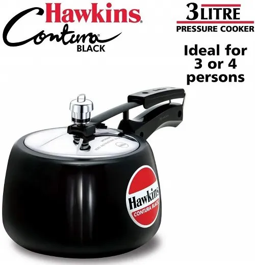 Hawkins CB30 Hard Anodised Pressure Cooker, 3-Liter, Contura Black