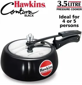 Hawkins CB35 Hard Anodised Pressure Cooker 3.5 Liter Contura Black