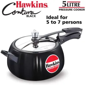 Hawkins CB50 Hard Anodised Pressure Cooker, 5-Liter, Contura Black