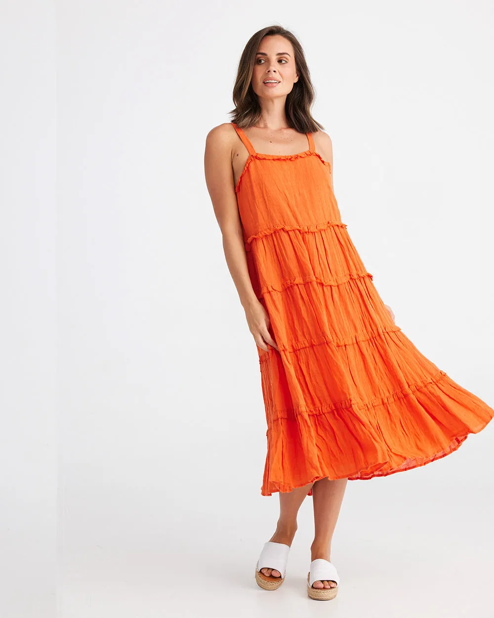 Holiday Alita Dress Orangeade Linen