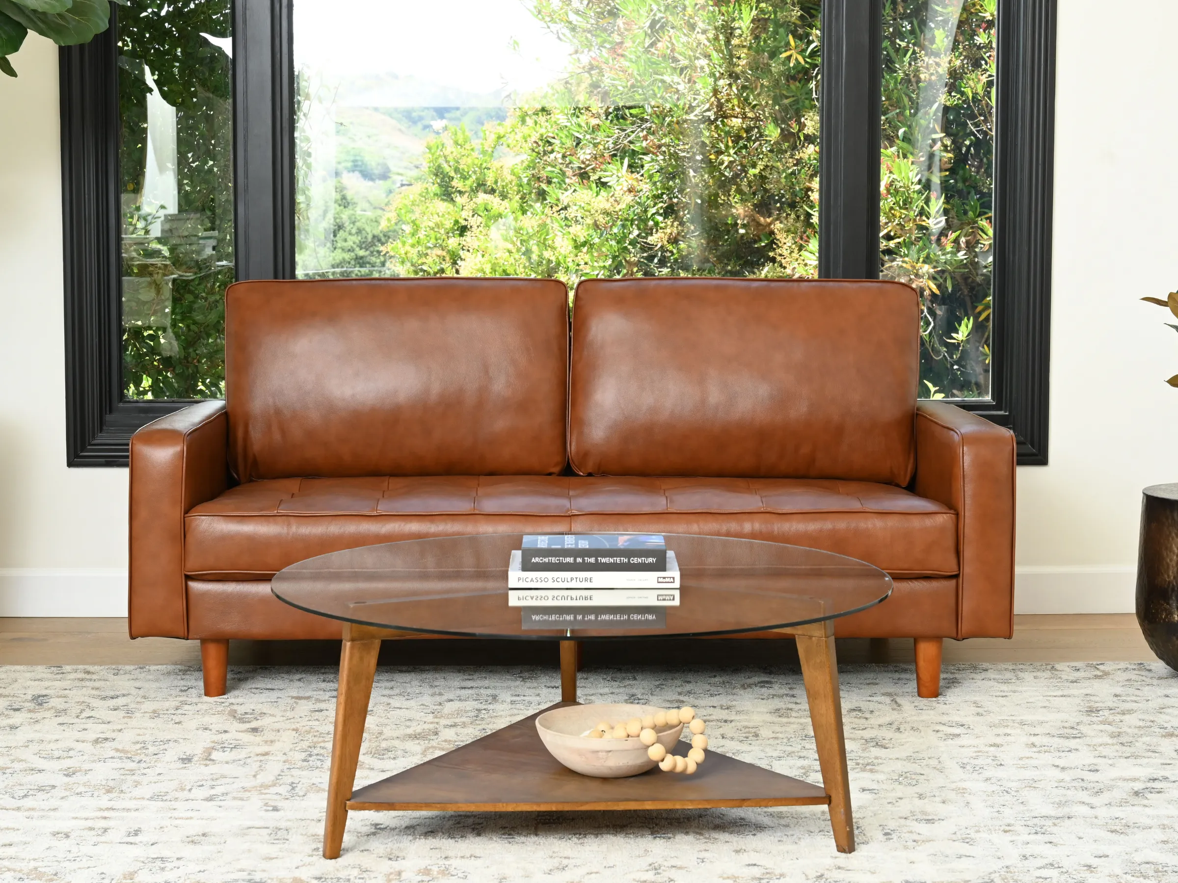 Holloway Mid-Century Leather Sofa