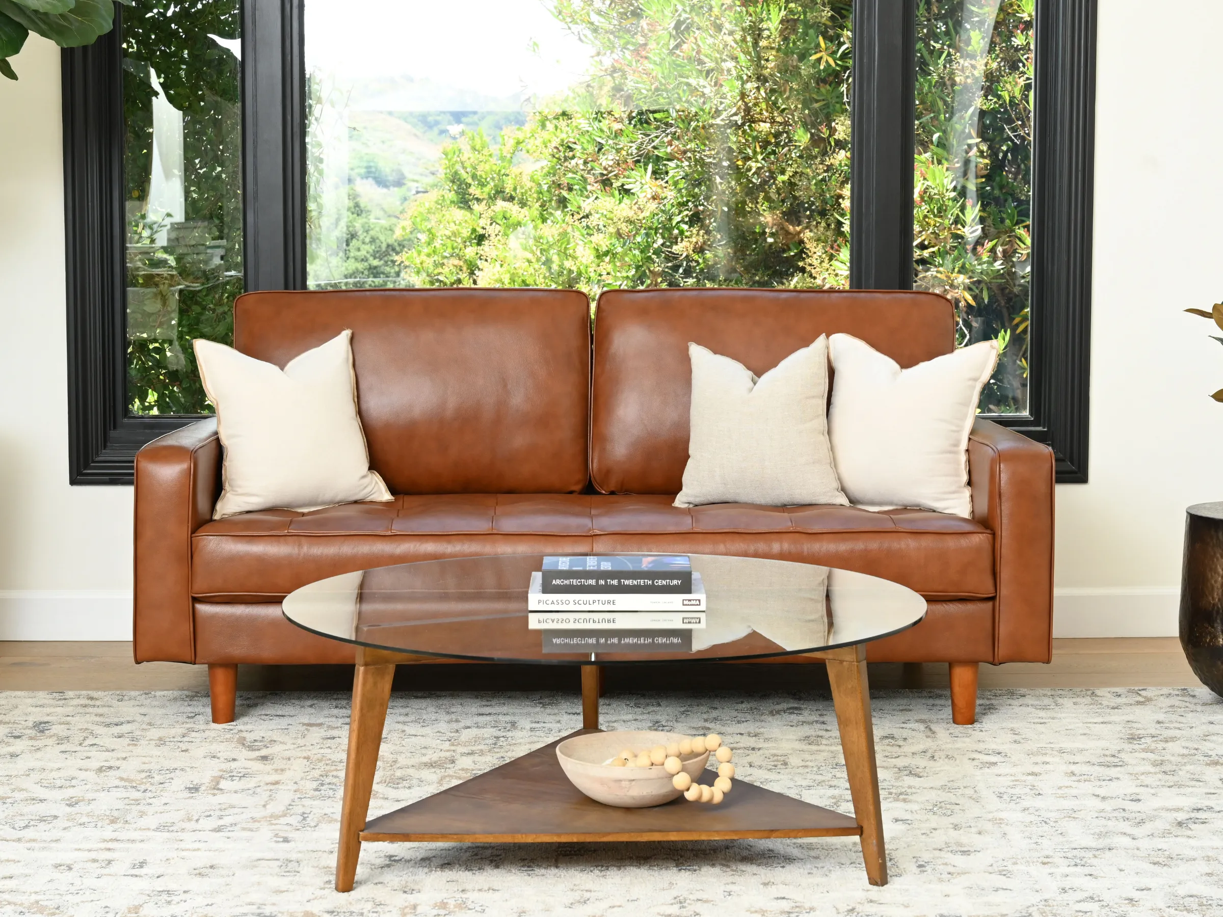 Holloway Mid-Century Leather Sofa