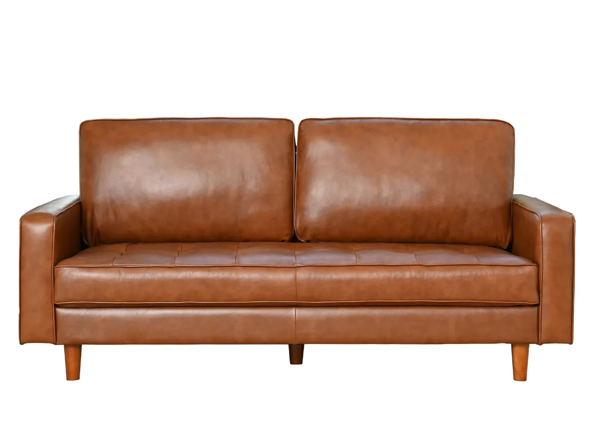 Holloway Mid-Century Leather Sofa