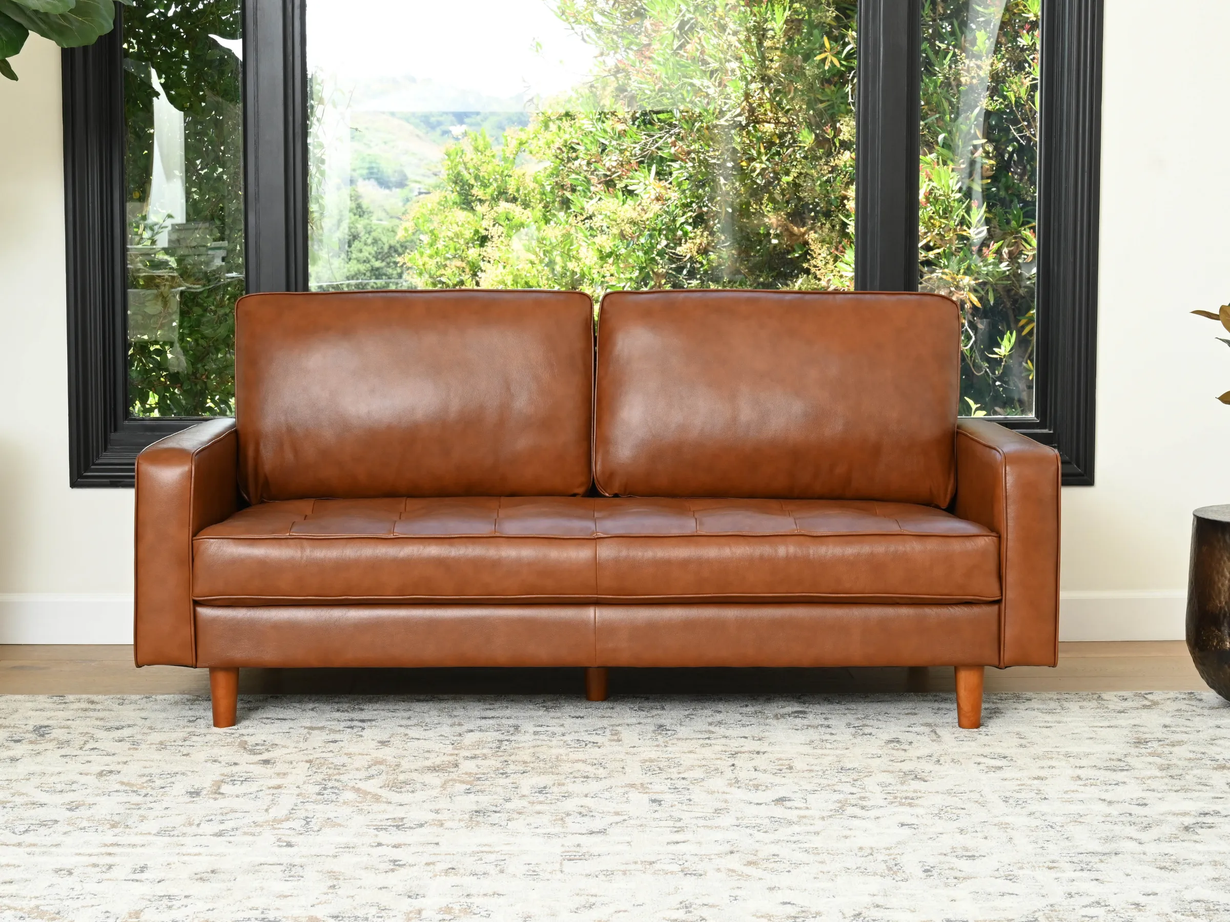 Holloway Mid-Century Leather Sofa