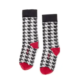 Houndstooth - Organic Cotton Crew Socks - Black