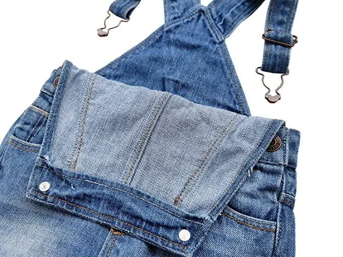 Infant Easy Diaper Changing Patched Jeans Overalls