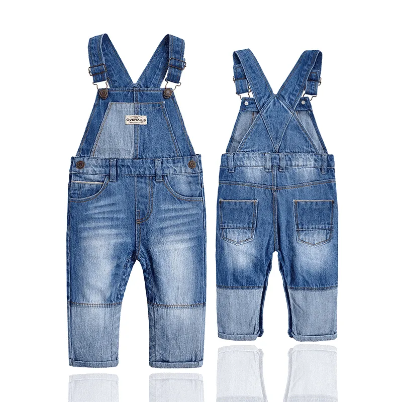 Infant Easy Diaper Changing Patched Jeans Overalls