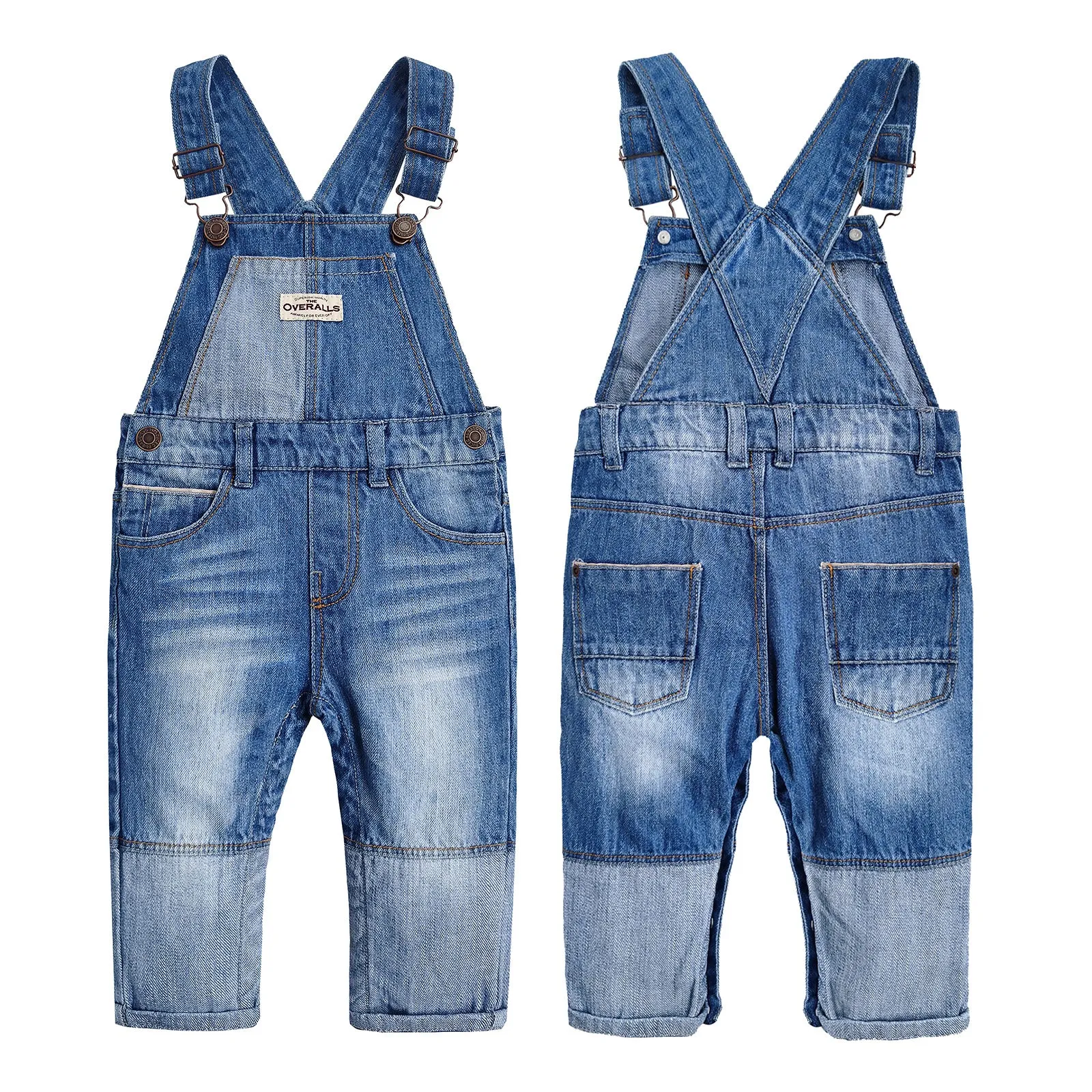 Infant Easy Diaper Changing Patched Jeans Overalls