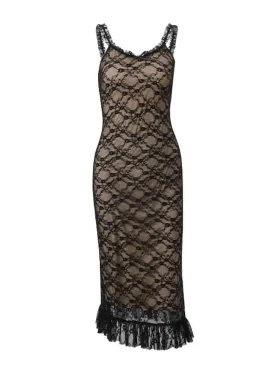 Lace Patchwork Cami Midi Dress