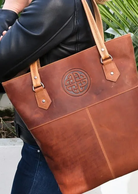 Lee River Tan Leather Tote Bag