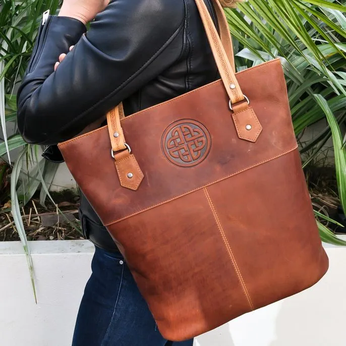 Lee River Tan Leather Tote Bag