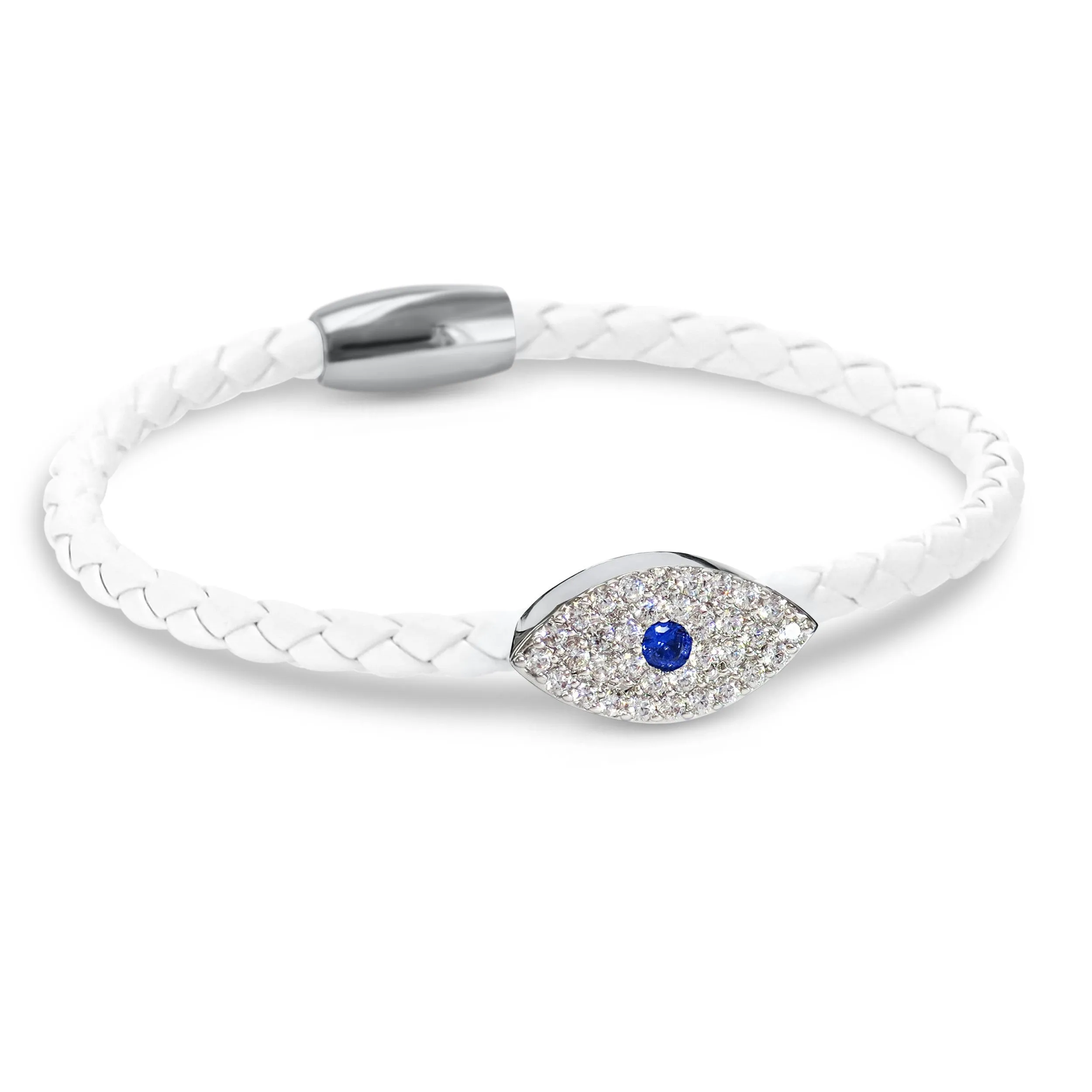 Liza Schwartz Silver Evil Eye Sapphire Nappa Leather Bracelet