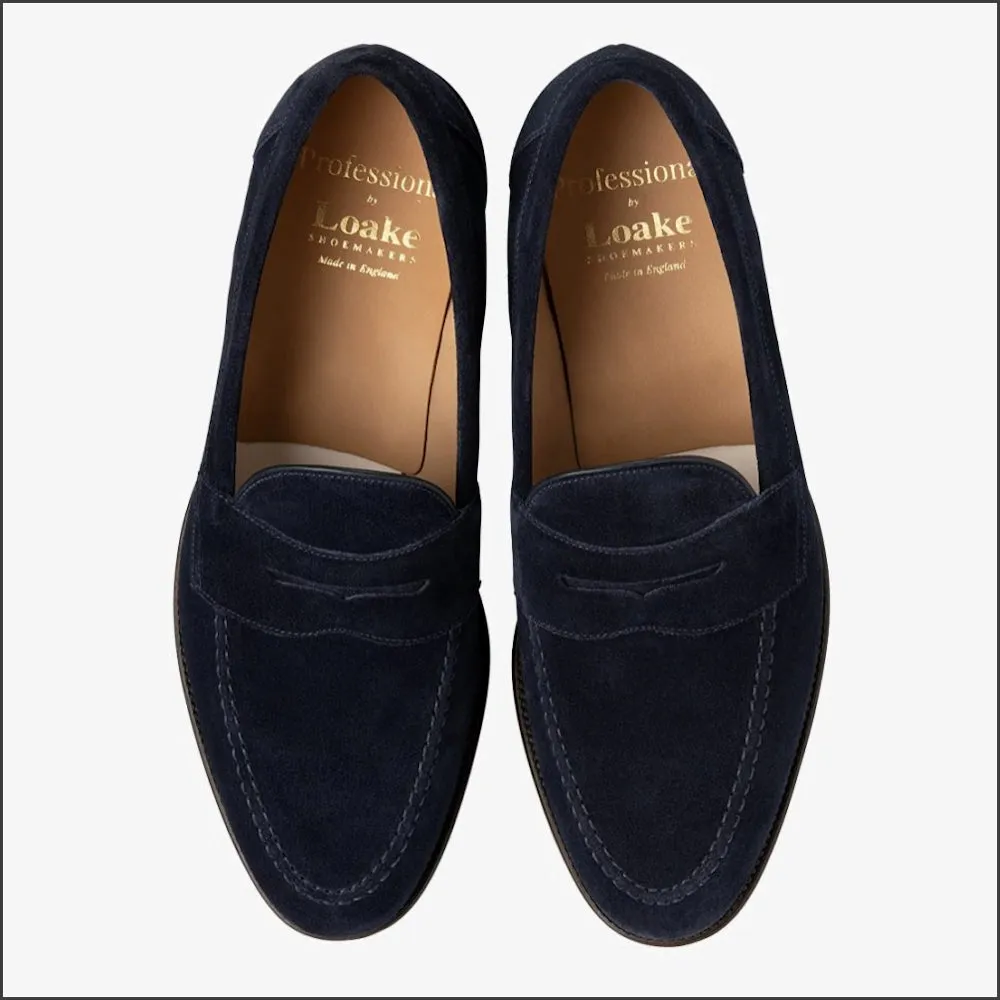 Loake Imperial Navy Suede Penny Loafer--