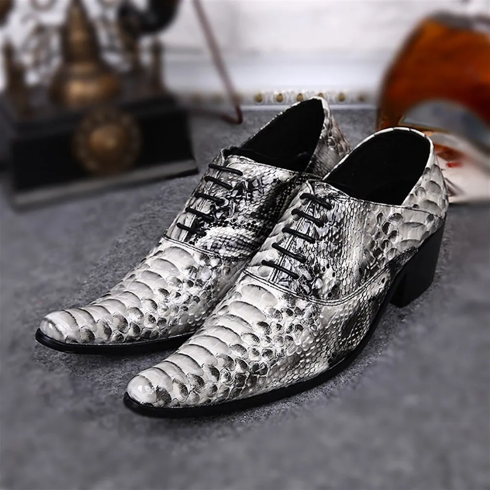 Low Top Animal Pattern Lace up Men Oxfords Pointed