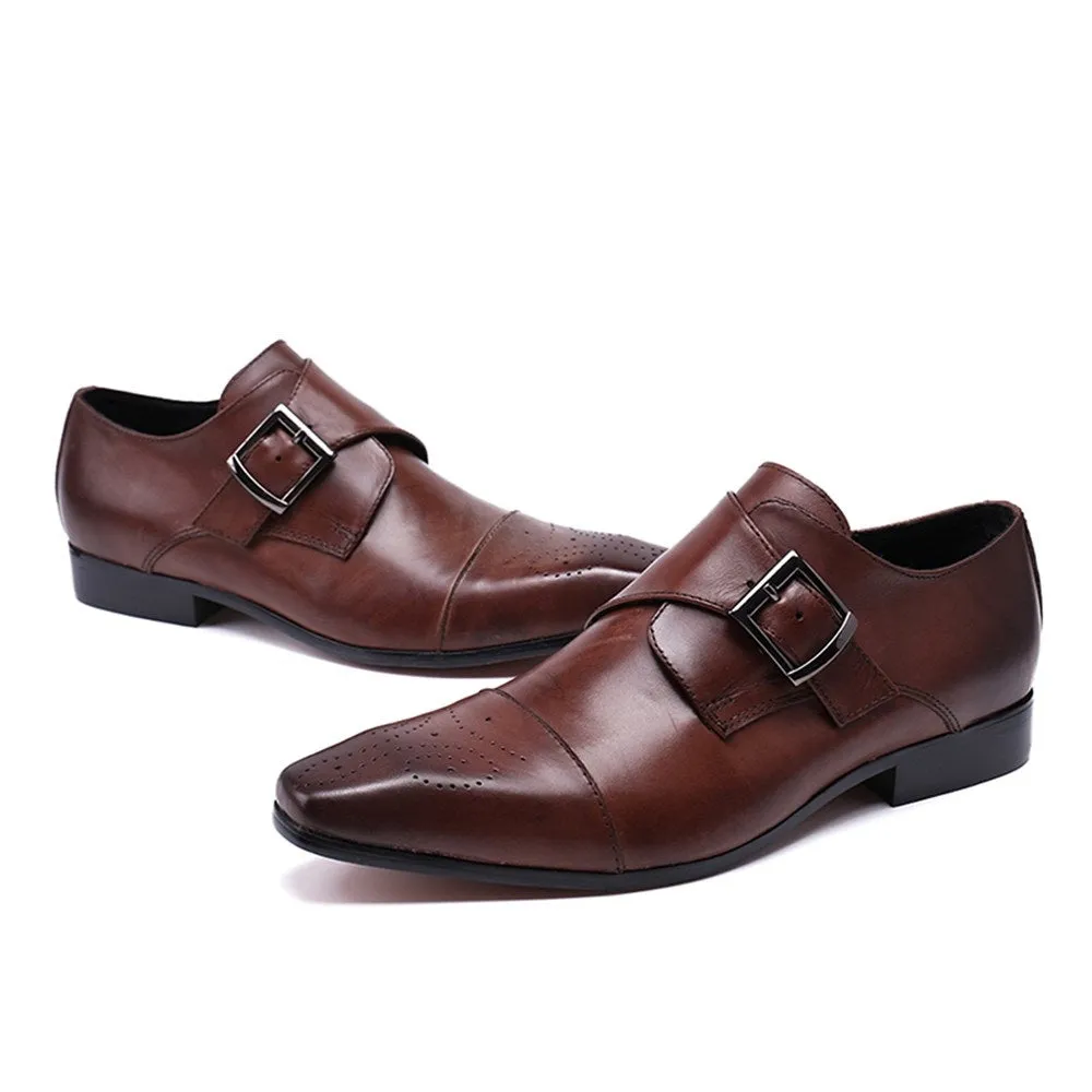 Low Top Monk Strap Captoe Slip on Men Oxfords