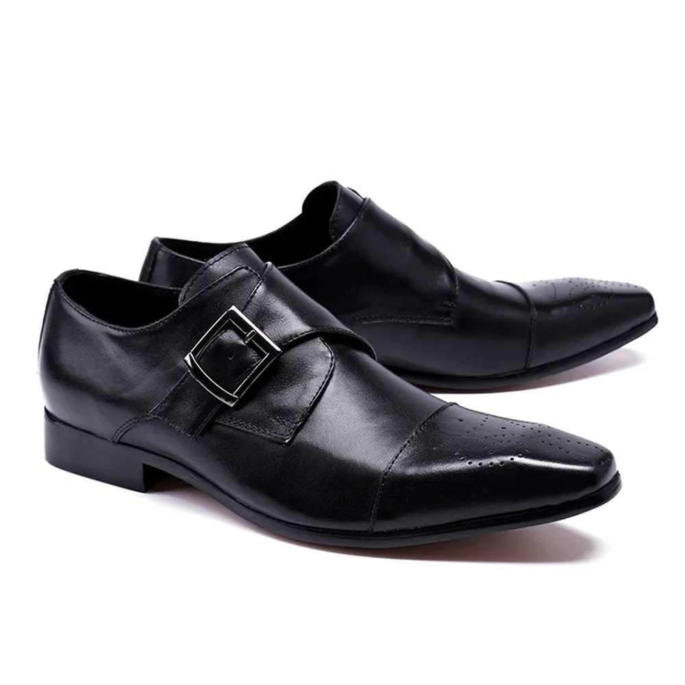 Low Top Monk Strap Captoe Slip on Men Oxfords